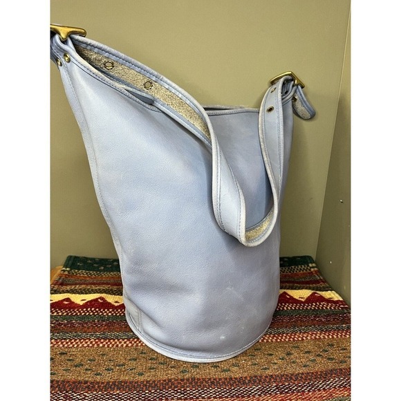 Coach Vintage XL Duffle Feed Sac 9085 in Periwinkle Blue Cowhide Leather - Picture 2 of 12